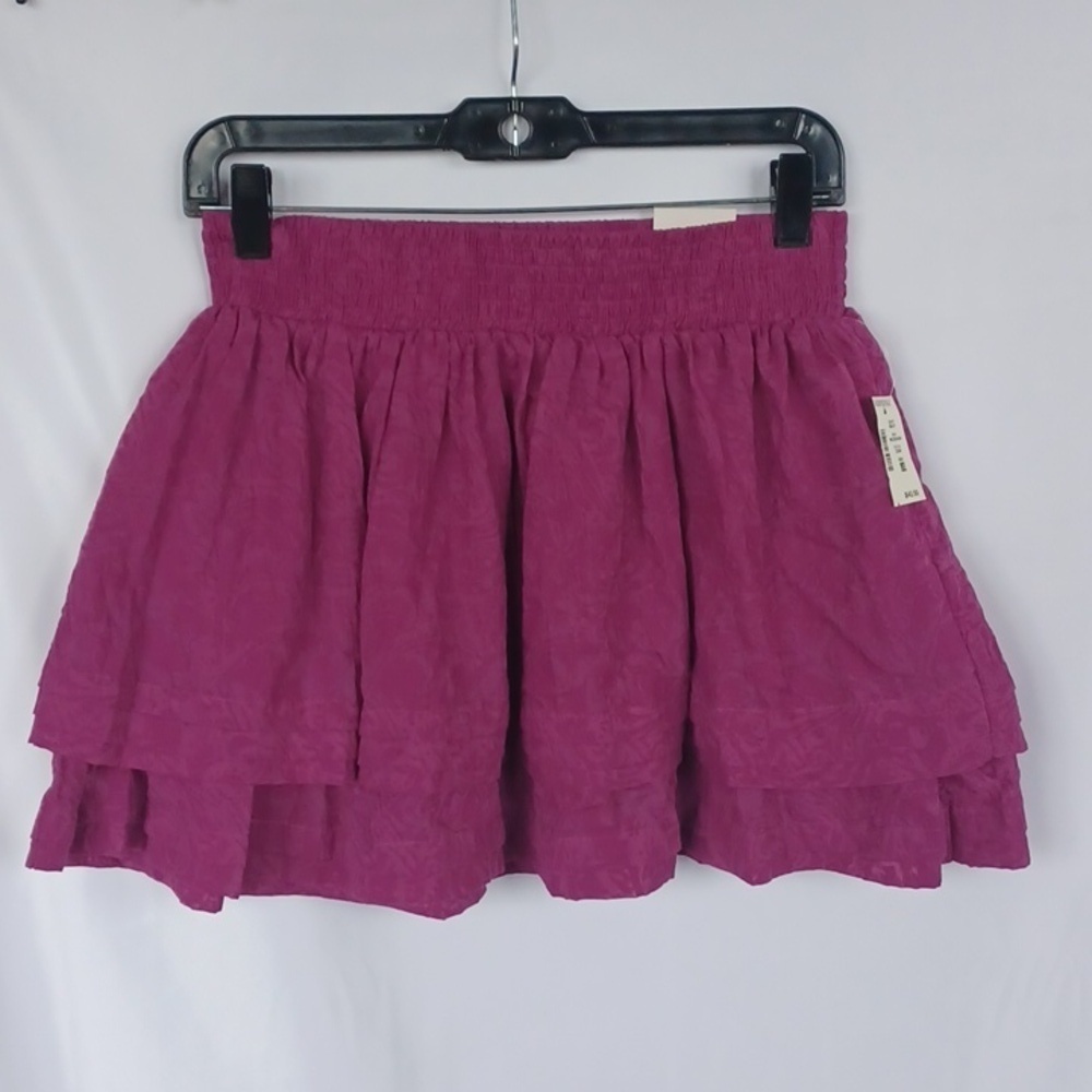 Aeropostale purple tiered mini skirt, cotton blend, elastic waist, jr sz L
